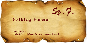 Sziklay Ferenc névjegykártya