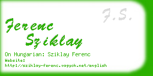 ferenc sziklay business card